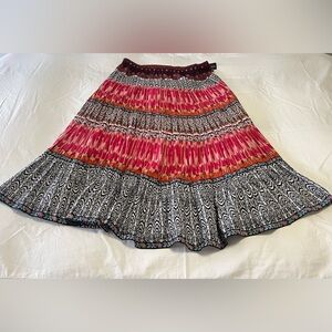Notations | SZ XL | Peasant Maxi Skirt Tiered Crinkle Pull On Elastic Festival